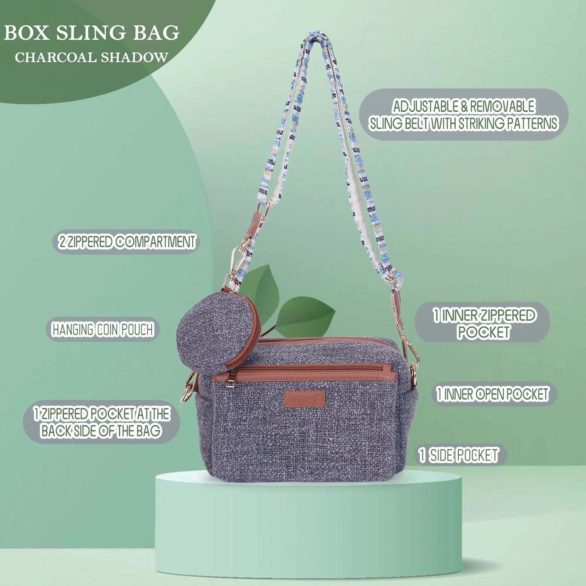 Charcoal Shadow - Box Sling Bag