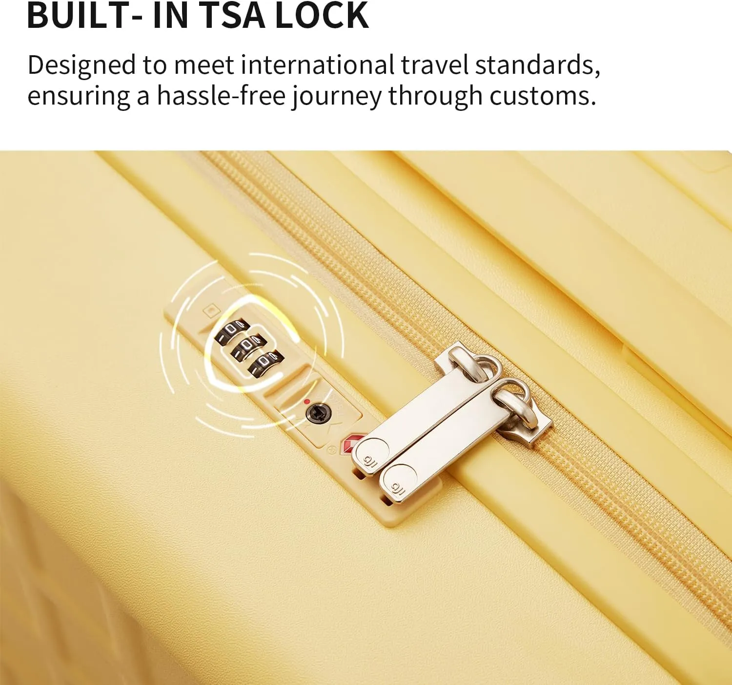 Checked 26 inch Luggage with 8 Spinner Wheels, Large Suitcase with TSA Lock, 100% Lightweight PC Hard Shell travel luggage Suitcases for Men Women, 26-Inch Checked-In, Cheese Yellow