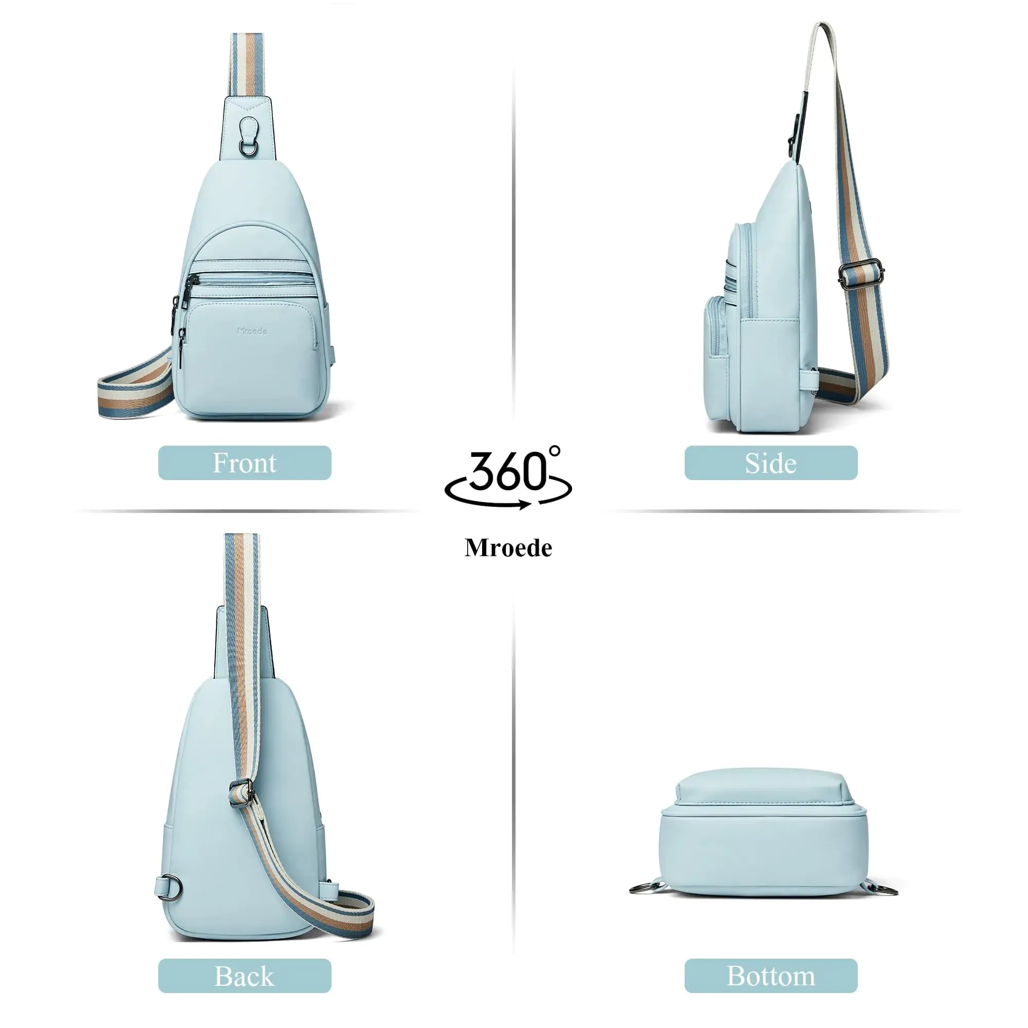 Chest Shopping Blue Women Women Packs Front Crossbody Bag Elegant Work Bags Zippered Fanny Sling for Bag Safe transaction Dual for 7-1 for Pockets