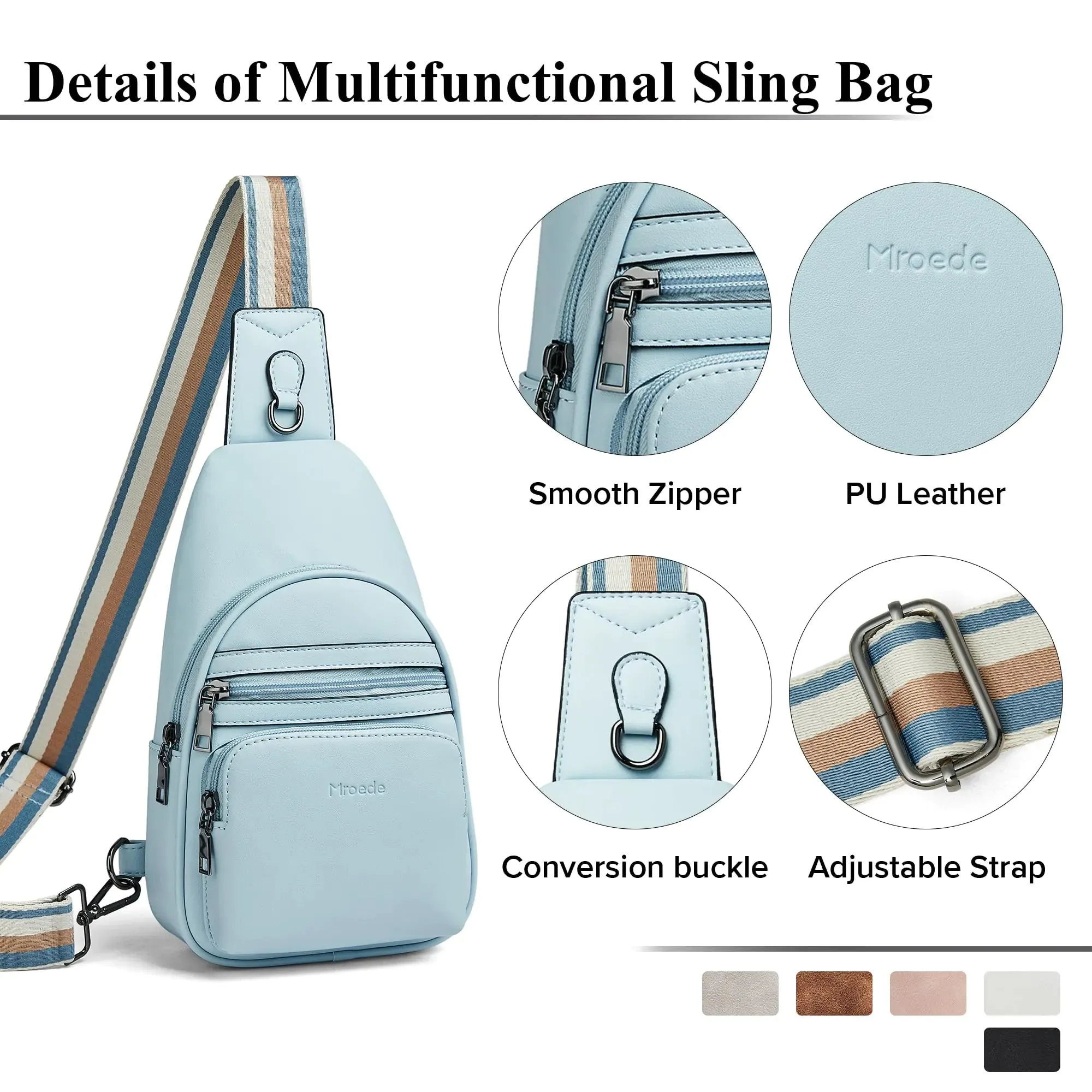 Chest Shopping Blue Women Women Packs Front Crossbody Bag Elegant Work Bags Zippered Fanny Sling for Bag Safe transaction Dual for 7-1 for Pockets