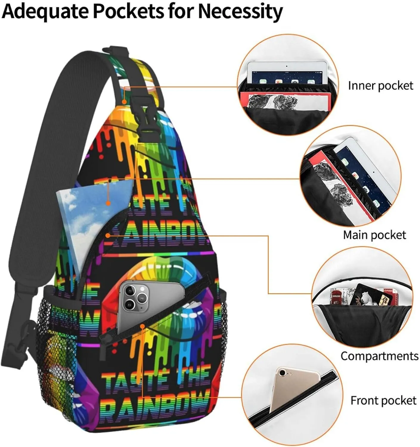 Chest Sling Bag Crossbody Shoulder Backpack Bag Gym Cycling Travel Hiking Daypack Cross Bag
