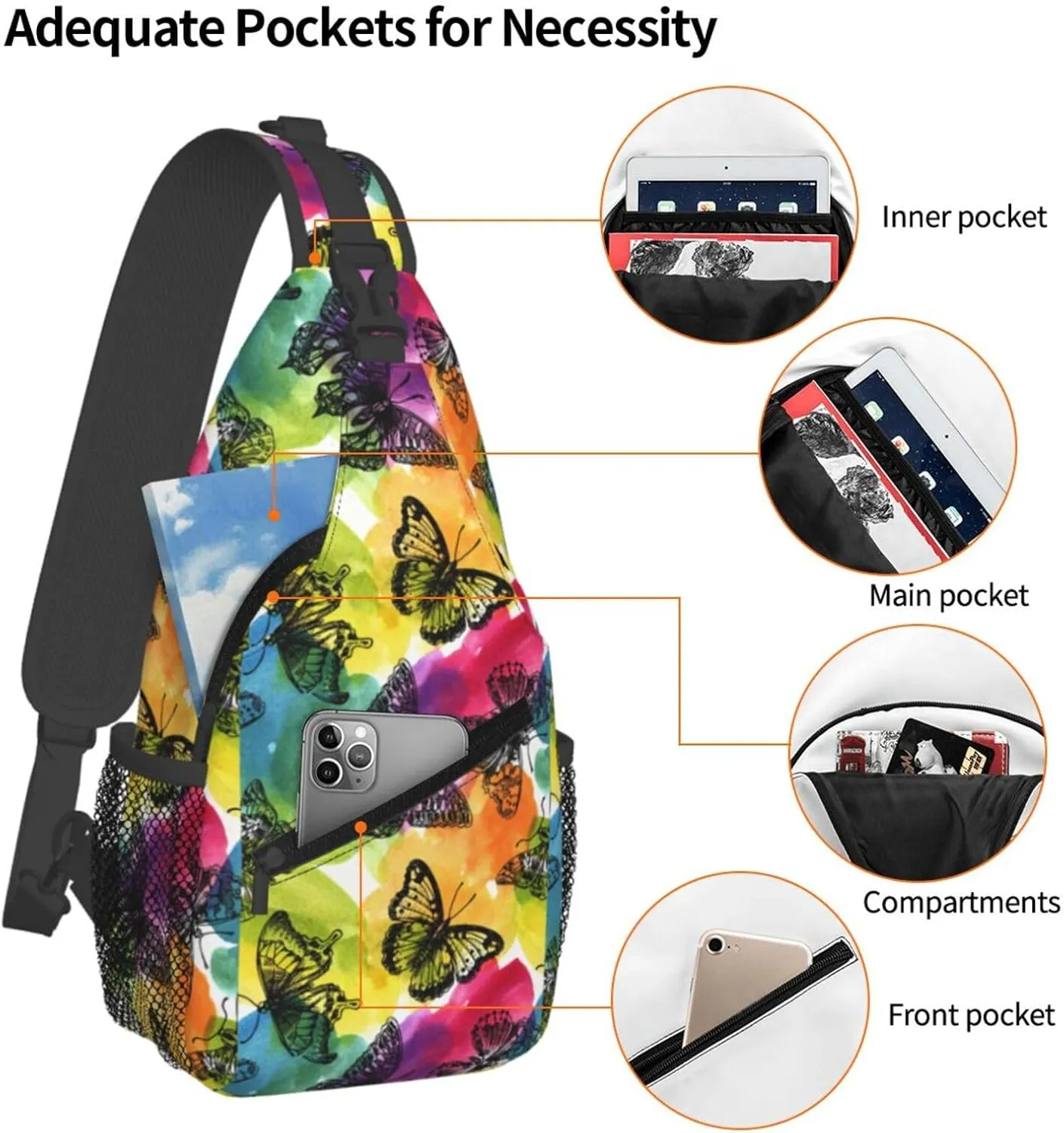Chest Sling Bag Crossbody Shoulder Backpack Bag Gym Cycling Travel Hiking Daypack Cross Bag