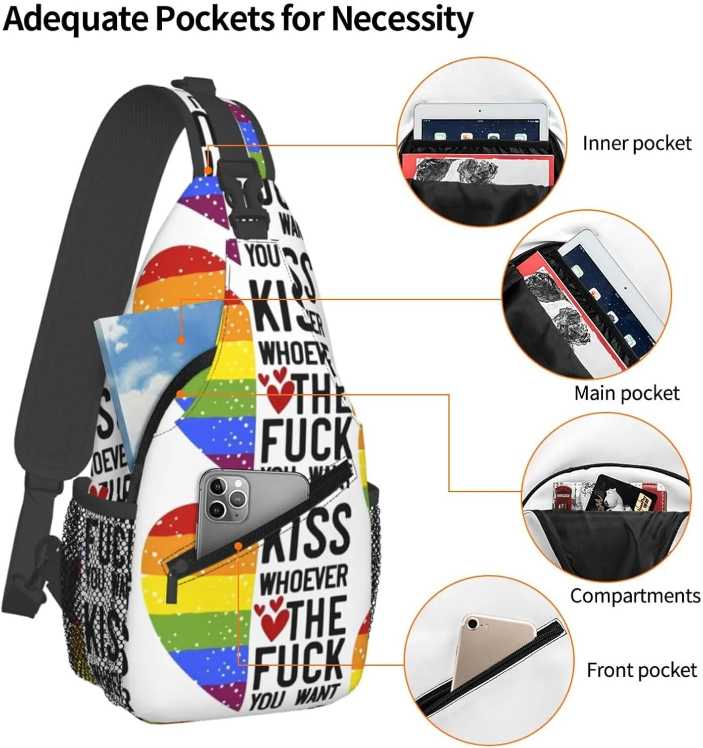 Chest Sling Bag Crossbody Shoulder Backpack Bag Gym Cycling Travel Hiking Daypack Cross Bag