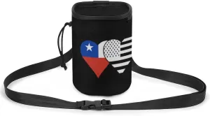 Chile and Black American Flag Dog Training Pouch with Waistband Shoulder Strap Pet Treat Bag for Travel Hiking
