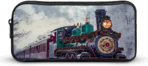 Christmas Train Steam Engine Pencil Case Cute Pen Pouch Cosmetic Bag Pecil Box Organizer for Travel Office