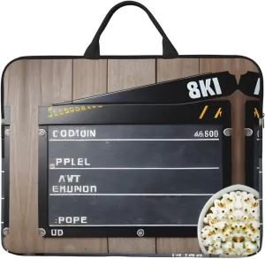 Cinema Movie Clapboard And Popcorn 14in Laptop Case Sleeve Bag – Shoulder Messenger Briefcase Carrying Handle and Accessory Pocket