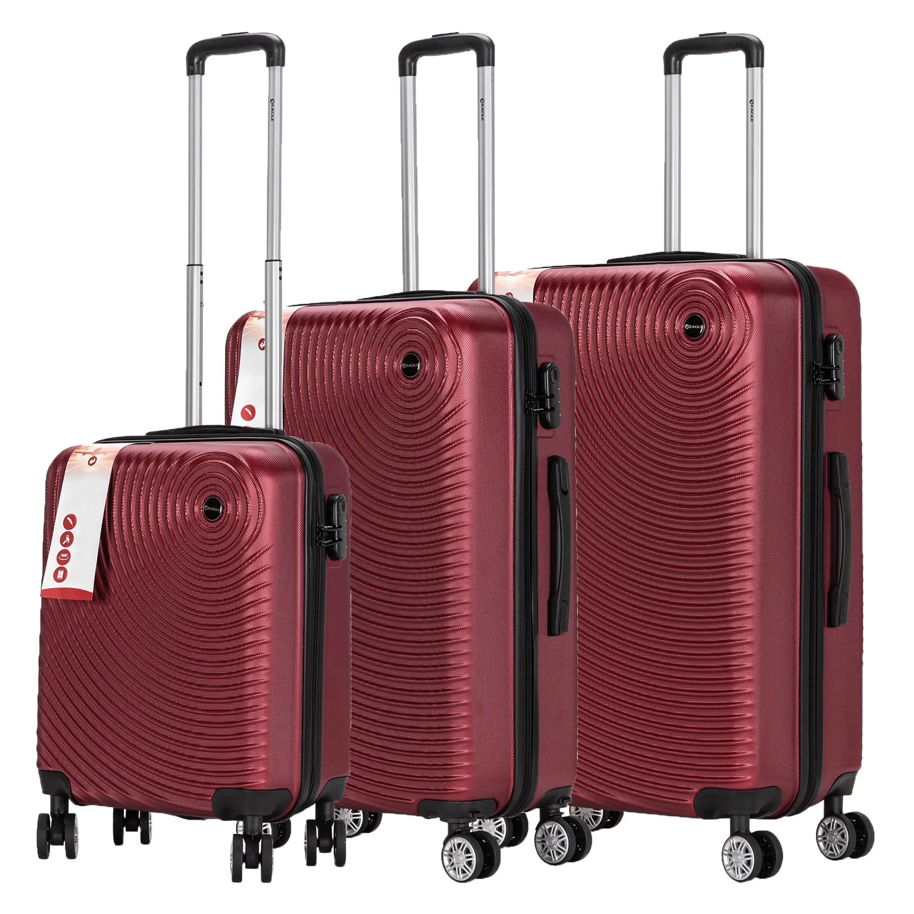 Circle ABS Hard Shell Suitcase Dark Red