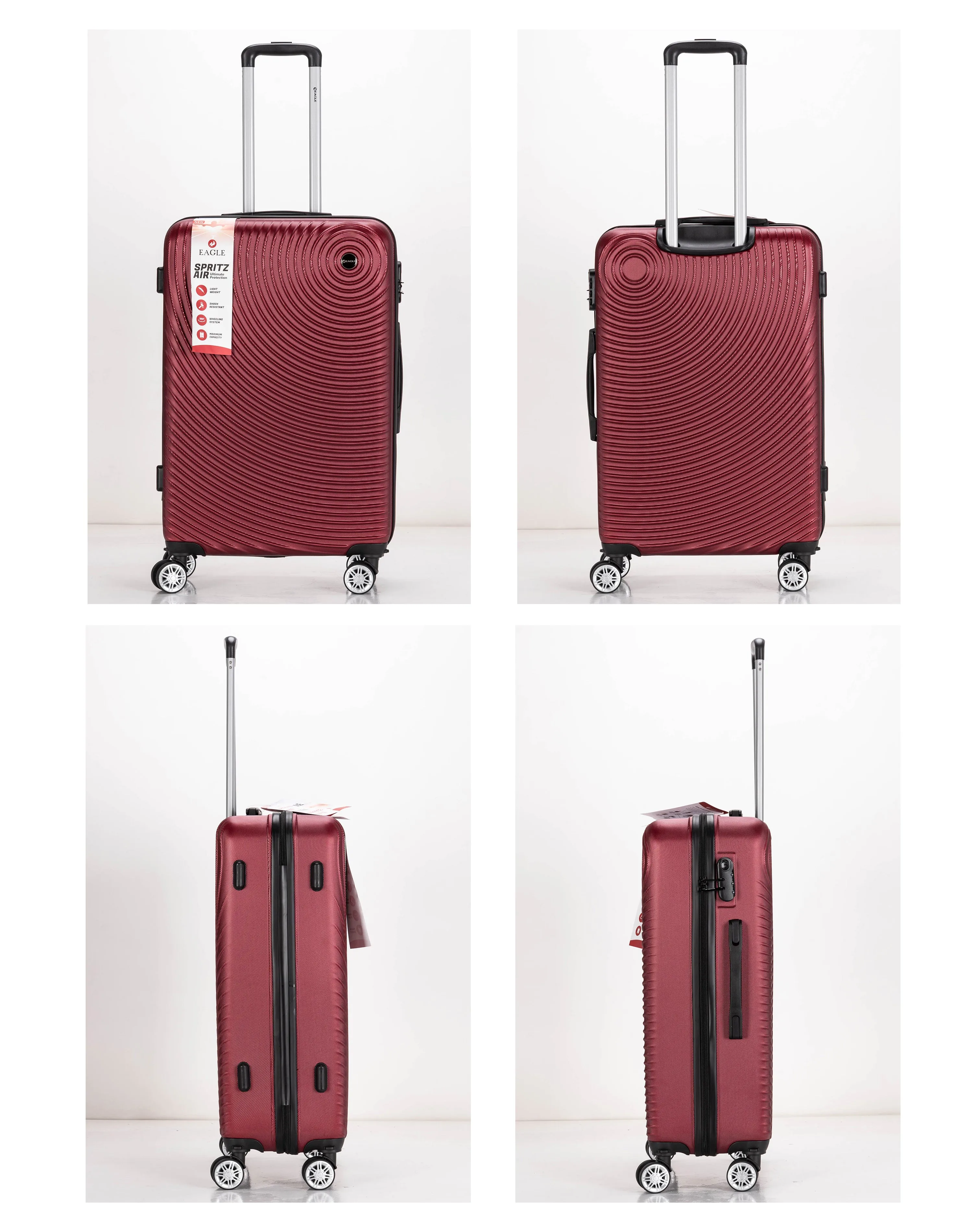 Circle ABS Hard Shell Suitcase Dark Red