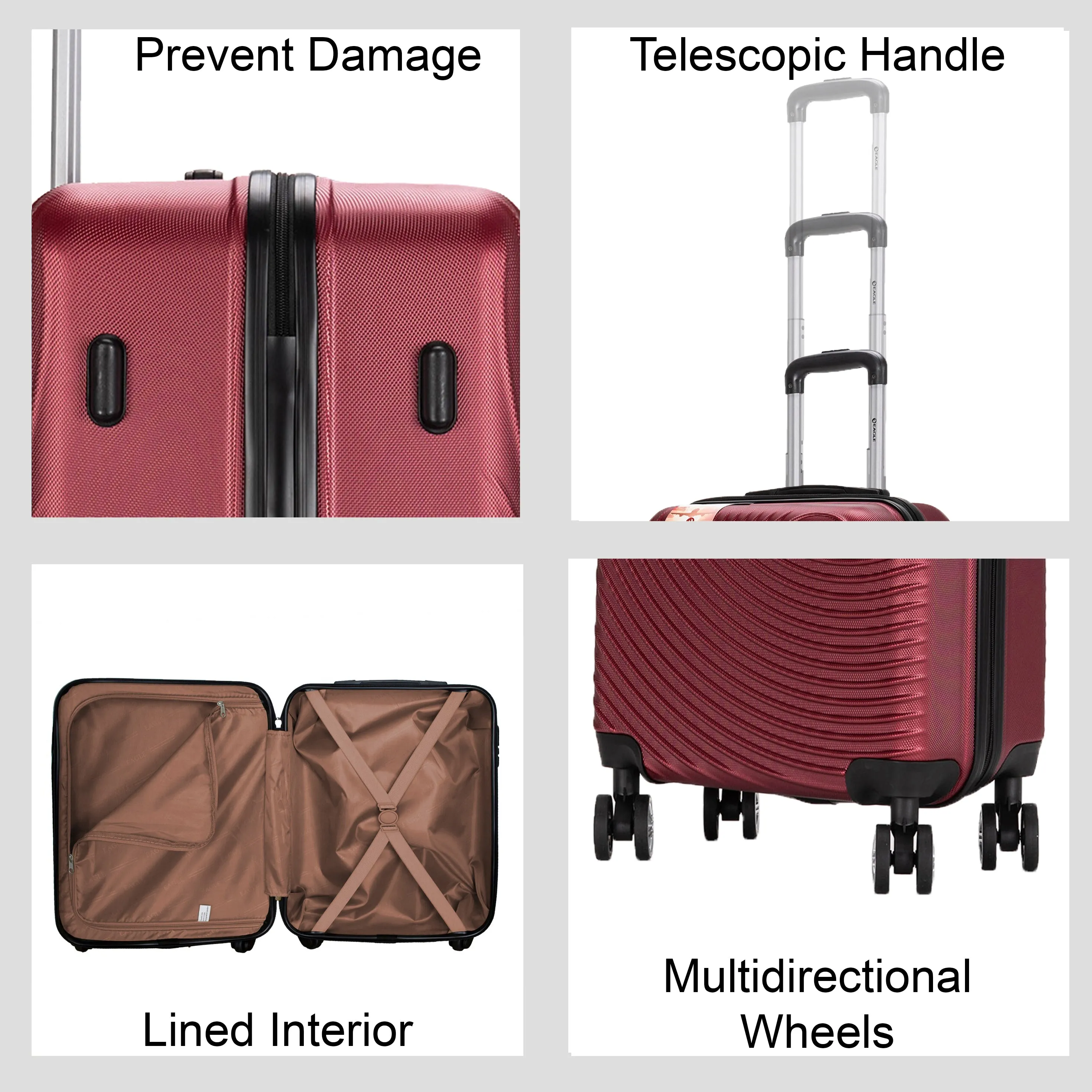 Circle ABS Hard Shell Suitcase Dark Red