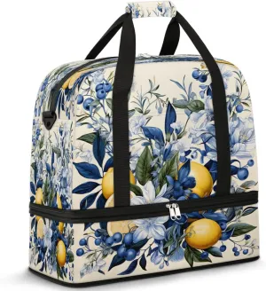 Citrus Floral Composition Travel Duffel Bag, Travel Essentials, Gym Bag for Women, Weekender Overnight Bag With Shoes Compartment, Carry On Bags for Airplanes