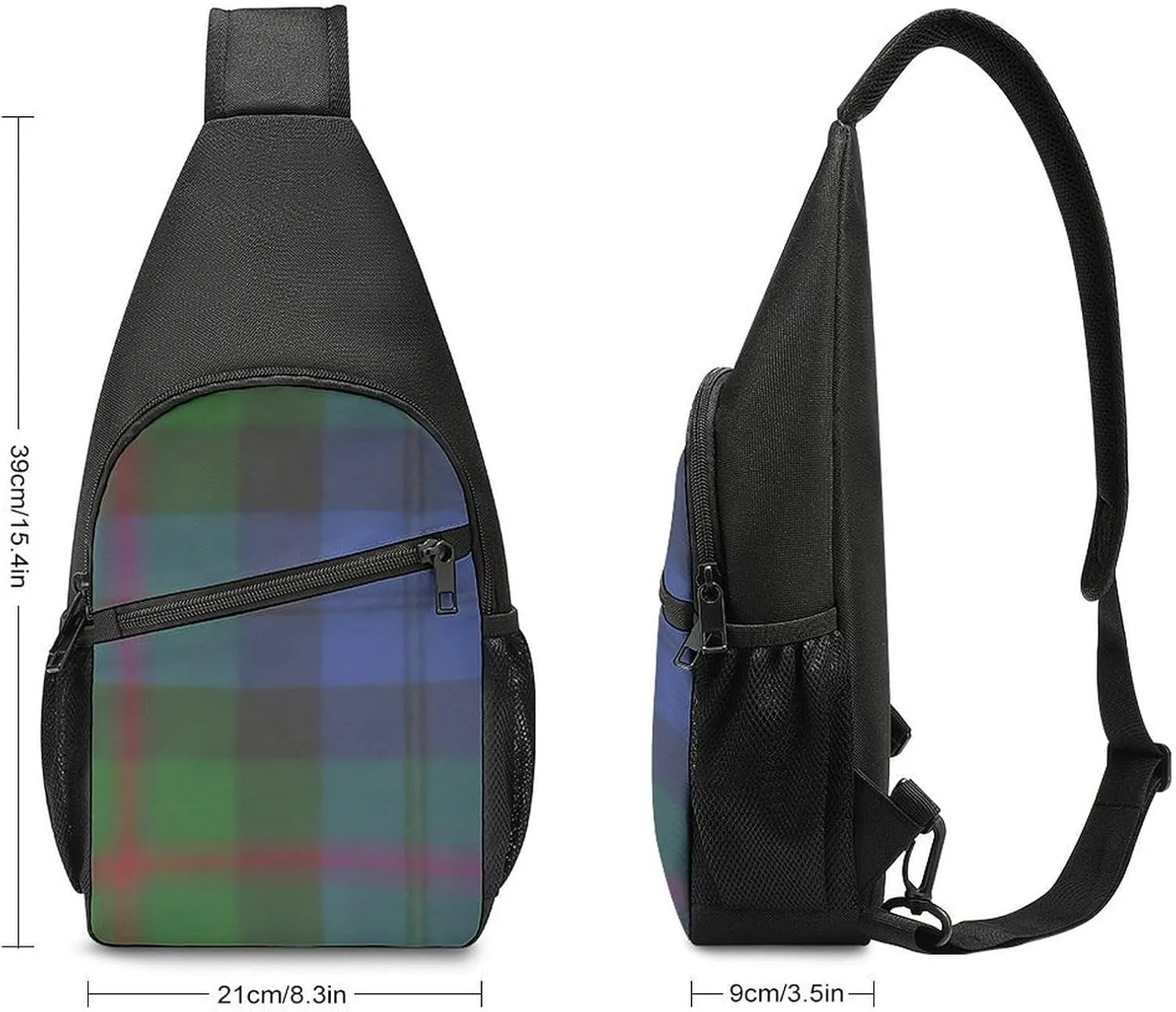 Clan Duffy Tartan Green Irish Plaid Portable Chest Bag, Large Capacity Single Shoulder Chest Bag