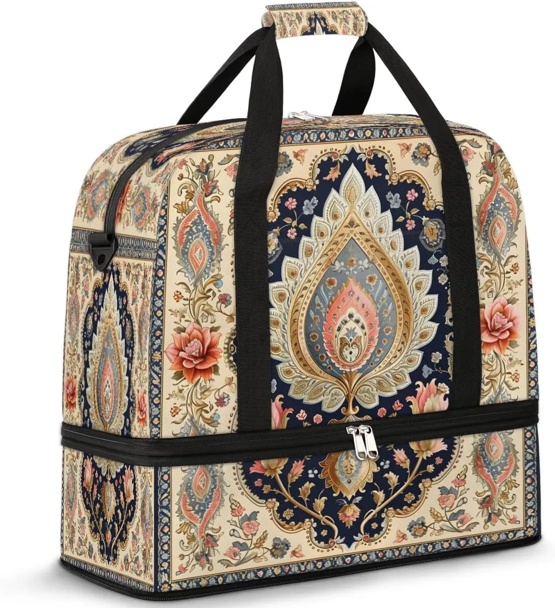 Classic Petal Harmony Travel Duffel Bag, Travel Essentials, Gym Bag for Women, Weekender Overnight Bag With Shoes Compartment, Carry On Bags for Airplanes