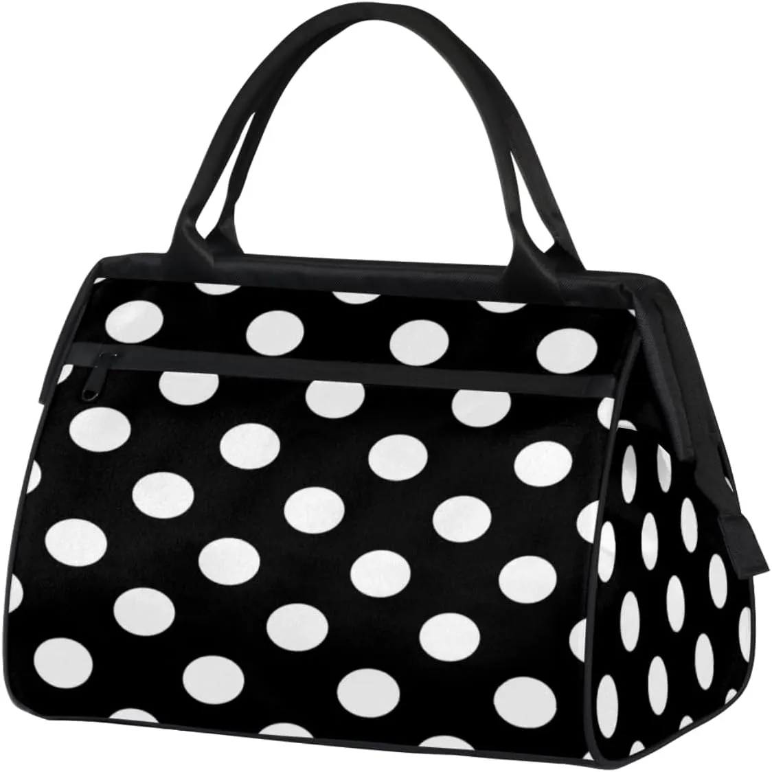 Classic Polka Dot Weekender Bags for Women 25L Small Travel Duffel Bag Teen Girl Black White Overnight Tote Bags Ladies Gym Duffle Carry On Bag