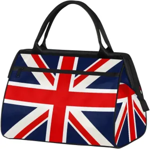 Classic UK Flag Womens Weekender Overnight Bag Travel Duffel Bag Wide Open 25L Carry On Tote Bag Gym Duffle Bag for Women Teen Girls