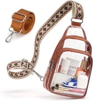 Clear Bags For Events With 2 Extra-Long Straps, 4 Pockets Clear Crossbody Bags For Women