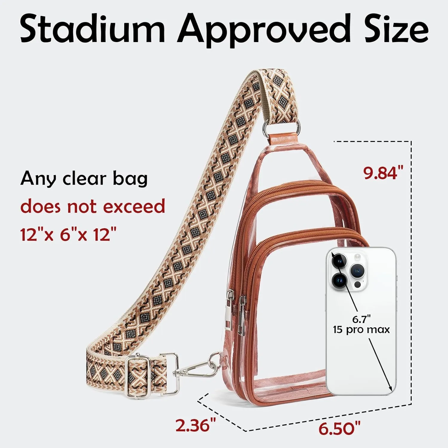 Clear Bags For Events With 2 Extra-Long Straps, 4 Pockets Clear Crossbody Bags For Women