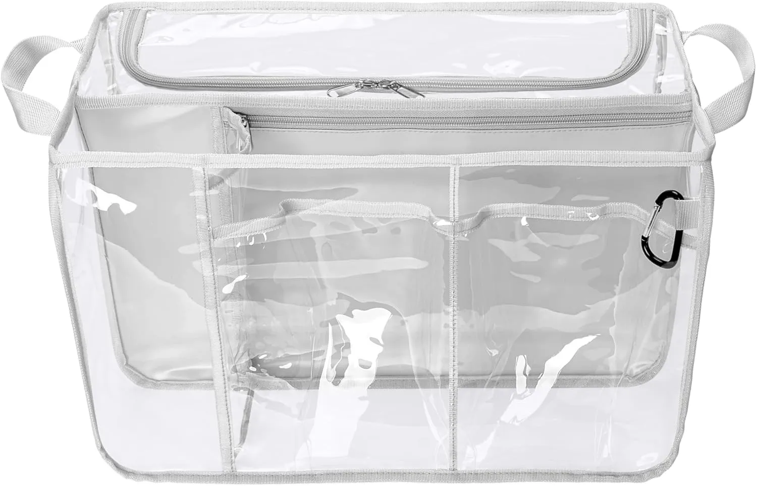 Clear Beach Bag Organizer Insert Compatible with BOGG BAG Original X Large, Zipper Organizer Liner Compatible with BOGG BAG Original X Large, Insert Divider Pouch with 2 Compartments, Gray