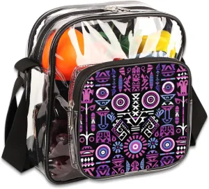 Clear Crossbody Bag Stadium Approved National Ornament Decoration Transparent Bag for Festivals, Sports Events, Concerts,Beach Bag for Women Men Abstract Pattern Clear Purse Messenger Bag