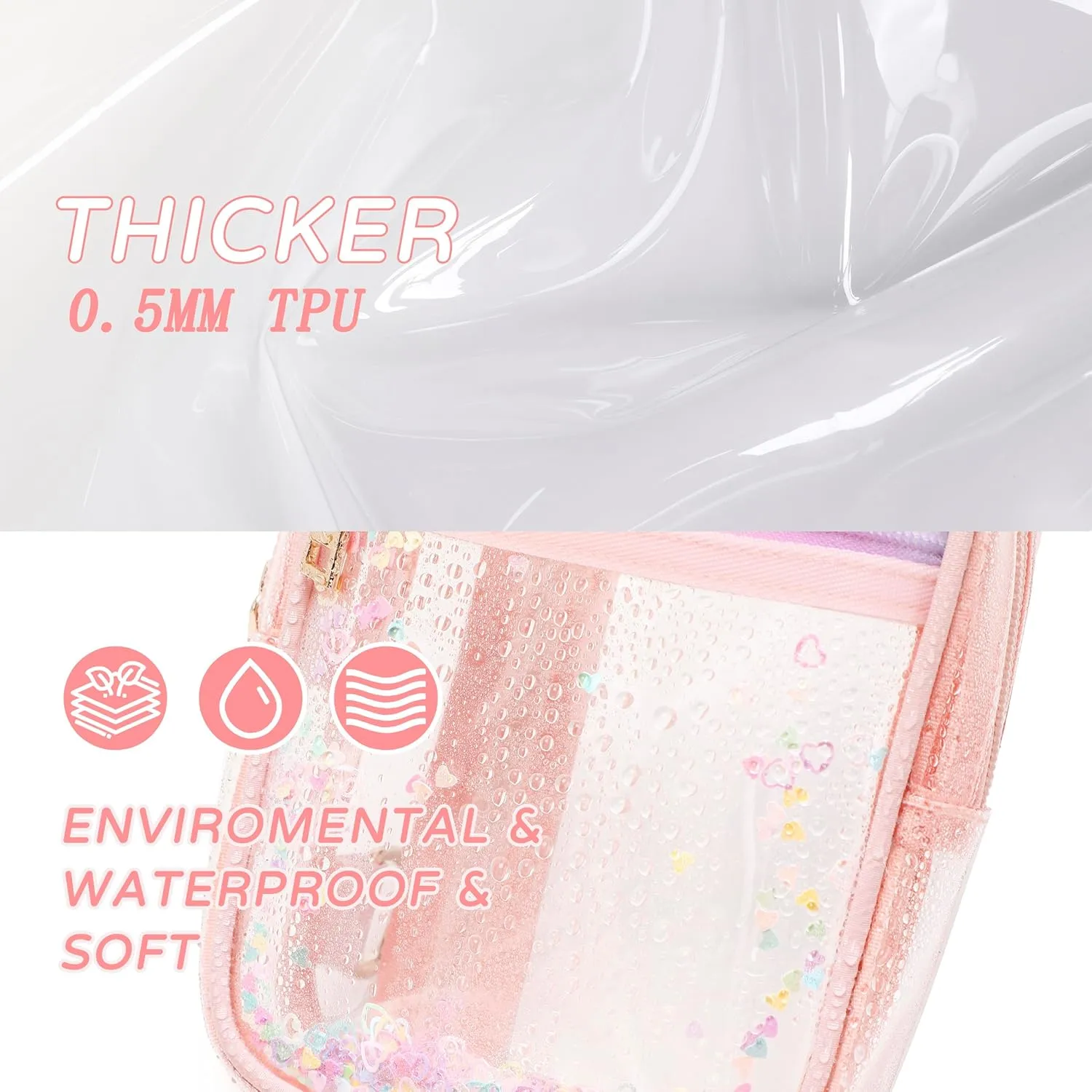 Clear Crossbody Bags for Women Girls Stadium Approved Sling Pack Bag Shoulder Belt Purses Kids Transparent Chest Backpack Daypack (Pink, Small)