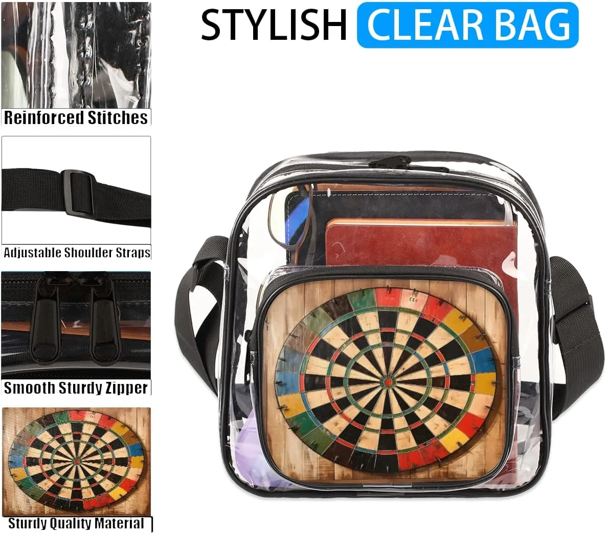 Clear Crossbody Purse Bag Clear Messenger Shoulder Bags See Through Transparent Purse