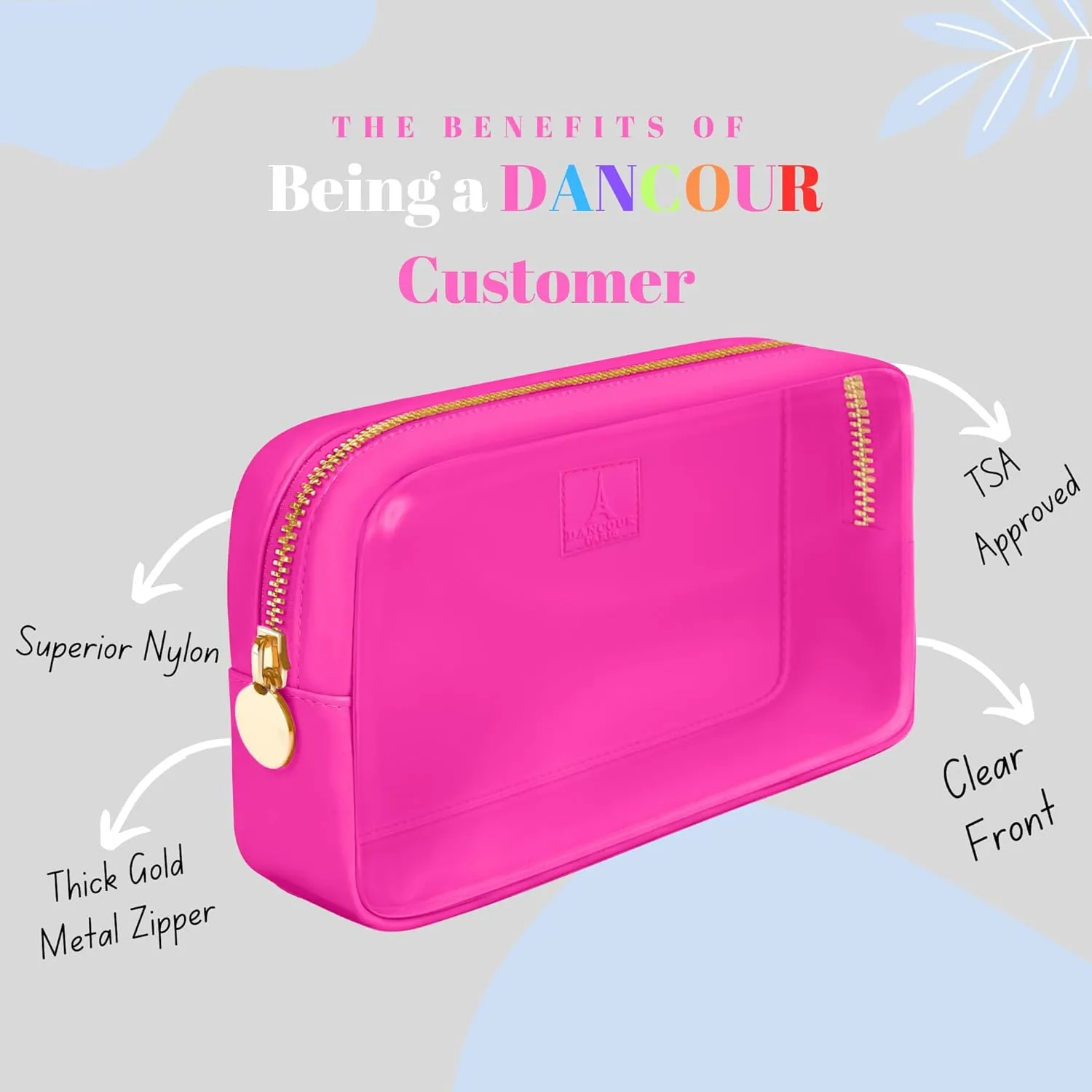 Clear Makeup Bag Mini Makeup Bag for Purse Mini Bag Pouch Purse Clear Pouch Small Cosmetic Bag for Purse Cosmetic Pouch Clear Cosmetic Bag Travel Case Mini Pouch Travel Cosmetic Case (Small, Hot Pink)
