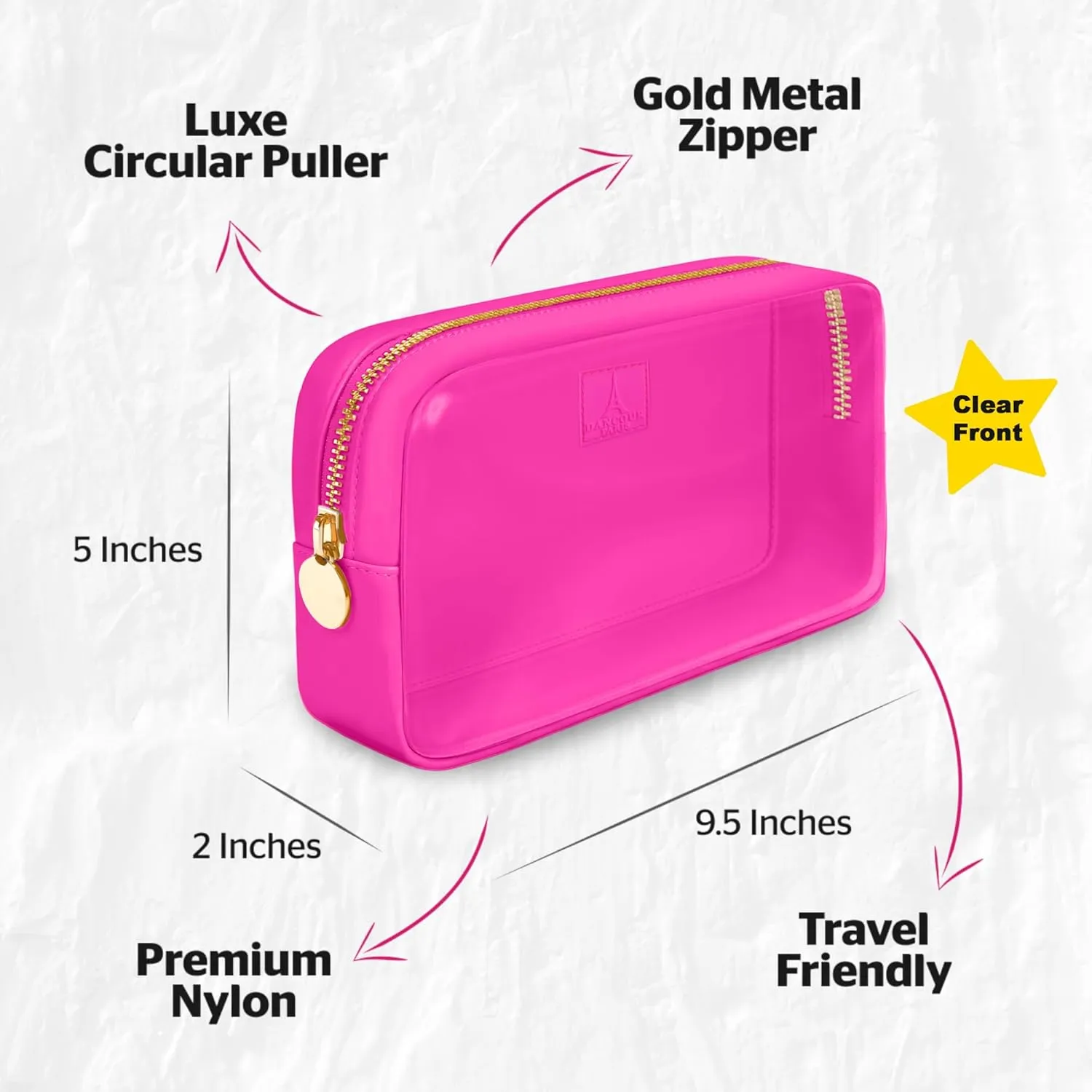 Clear Makeup Bag Mini Makeup Bag for Purse Mini Bag Pouch Purse Clear Pouch Small Cosmetic Bag for Purse Cosmetic Pouch Clear Cosmetic Bag Travel Case Mini Pouch Travel Cosmetic Case (Small, Hot Pink)