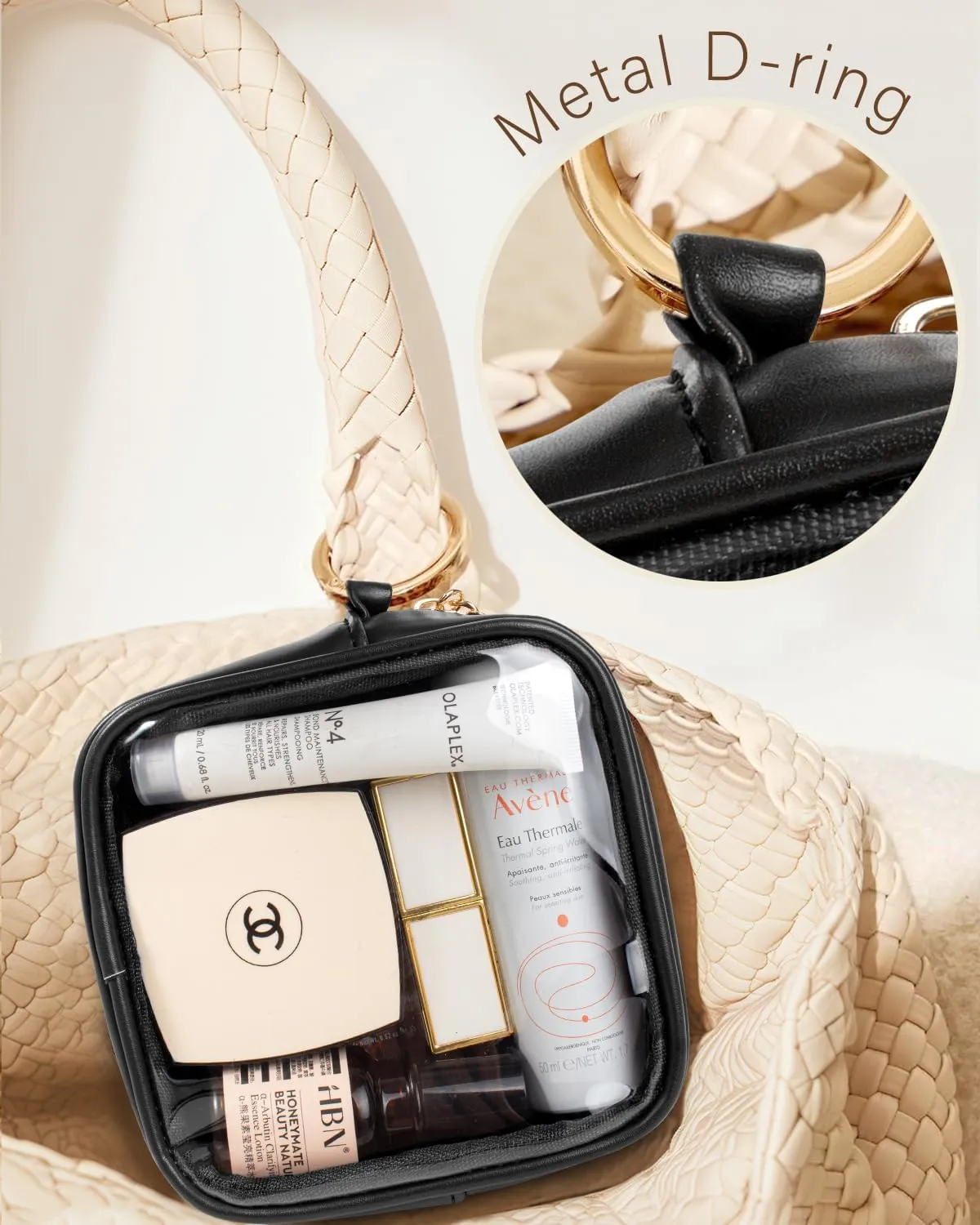 Clear Makeup Bags Set - TSA Approved Toiletry Bag with Handle Large Opening, Clear Toiletry Bags for Traveling Travel Essentials Travel Size Toiletries Valentines Day Gifts for Men (Large Mini Black)