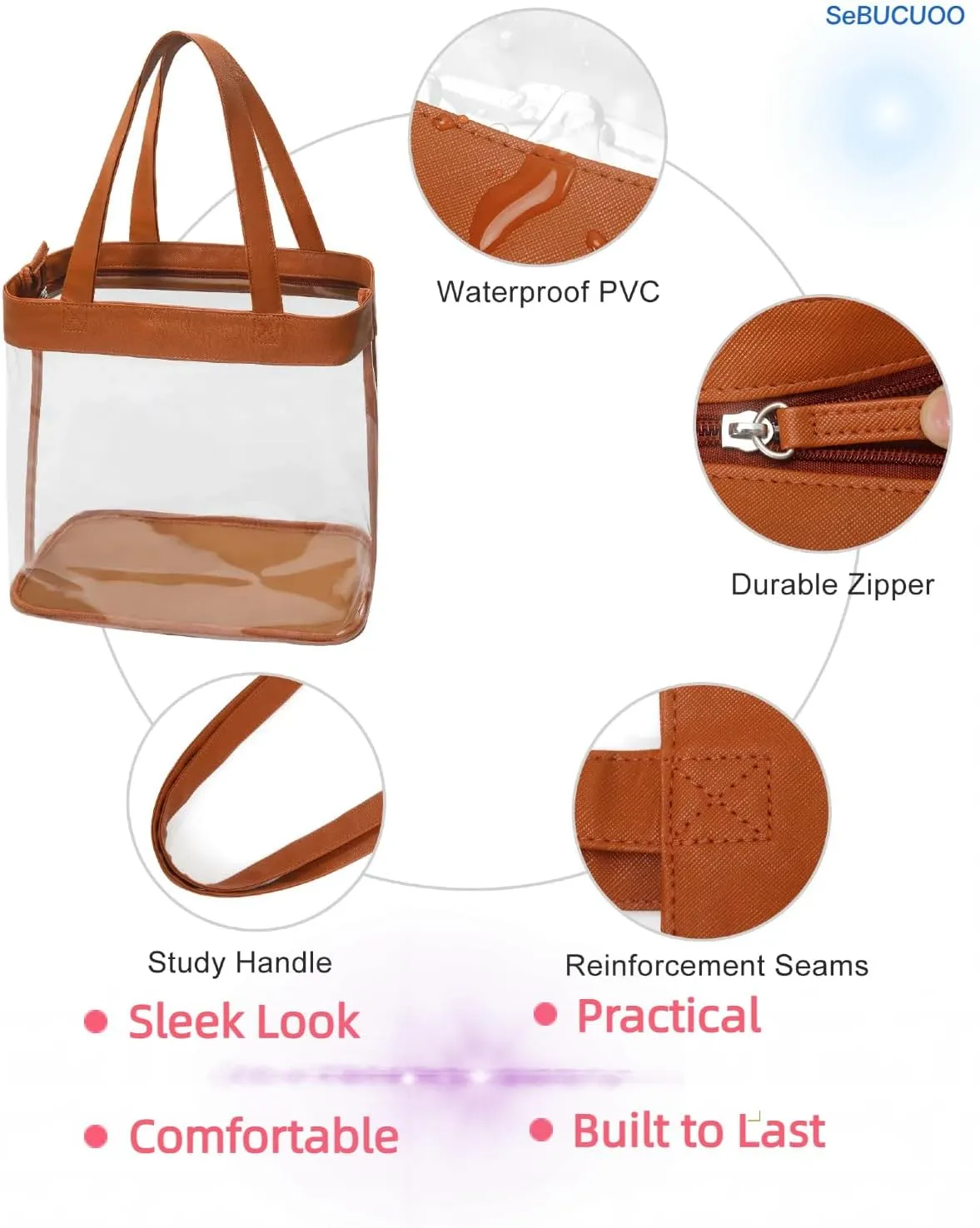 Clear Tote Bag Stadium Approved 12x6x12 12x12x6 Clear Bag for Stadium Events 12 x6 x12 Transparent Purse 12 x 6 x 12
