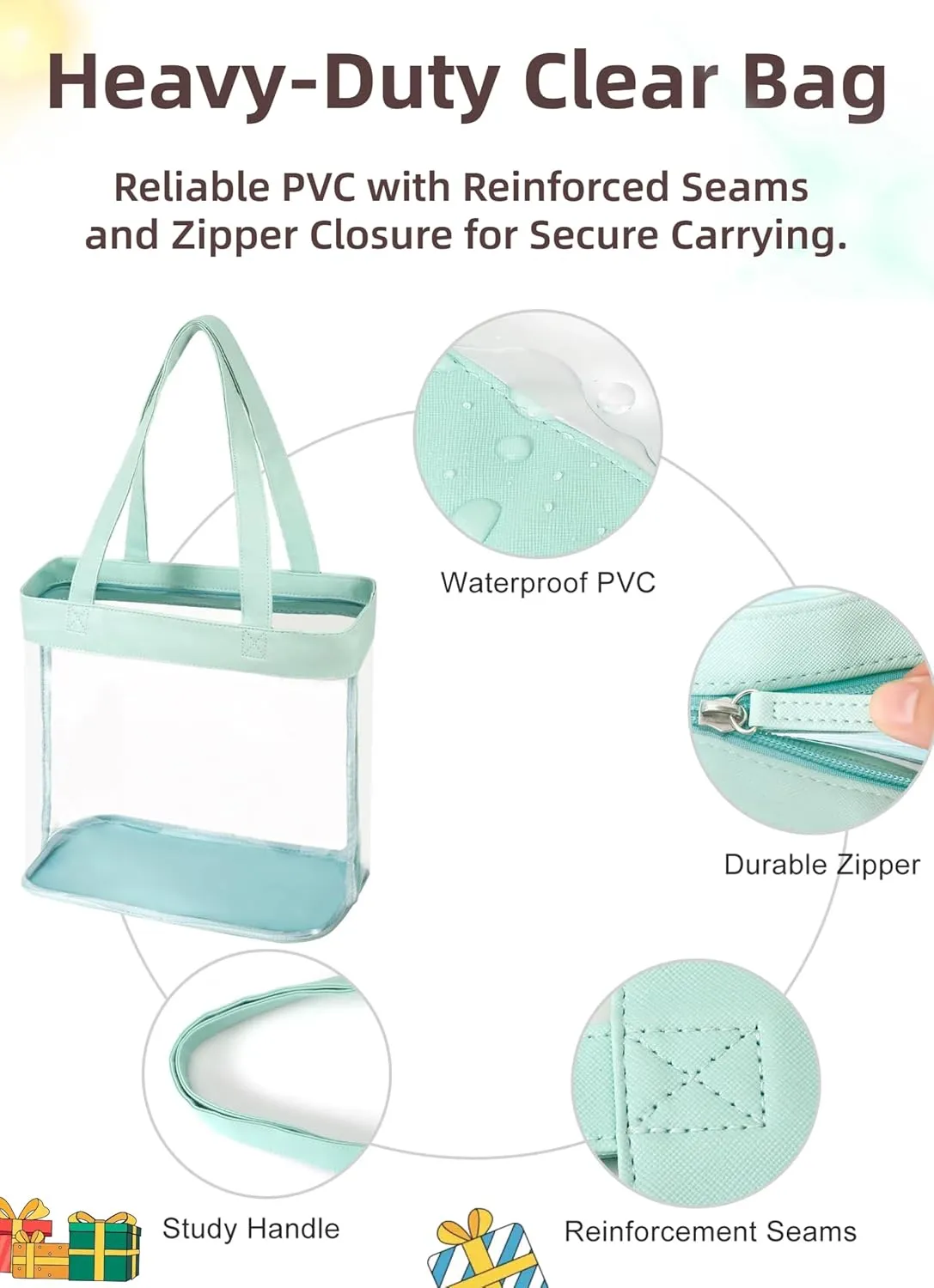Clear Tote Bag Stadium Approved 12x6x12 12x12x6 Clear Bag for Stadium Events 12 x6 x12 Transparent Purse 12 x 6 x 12