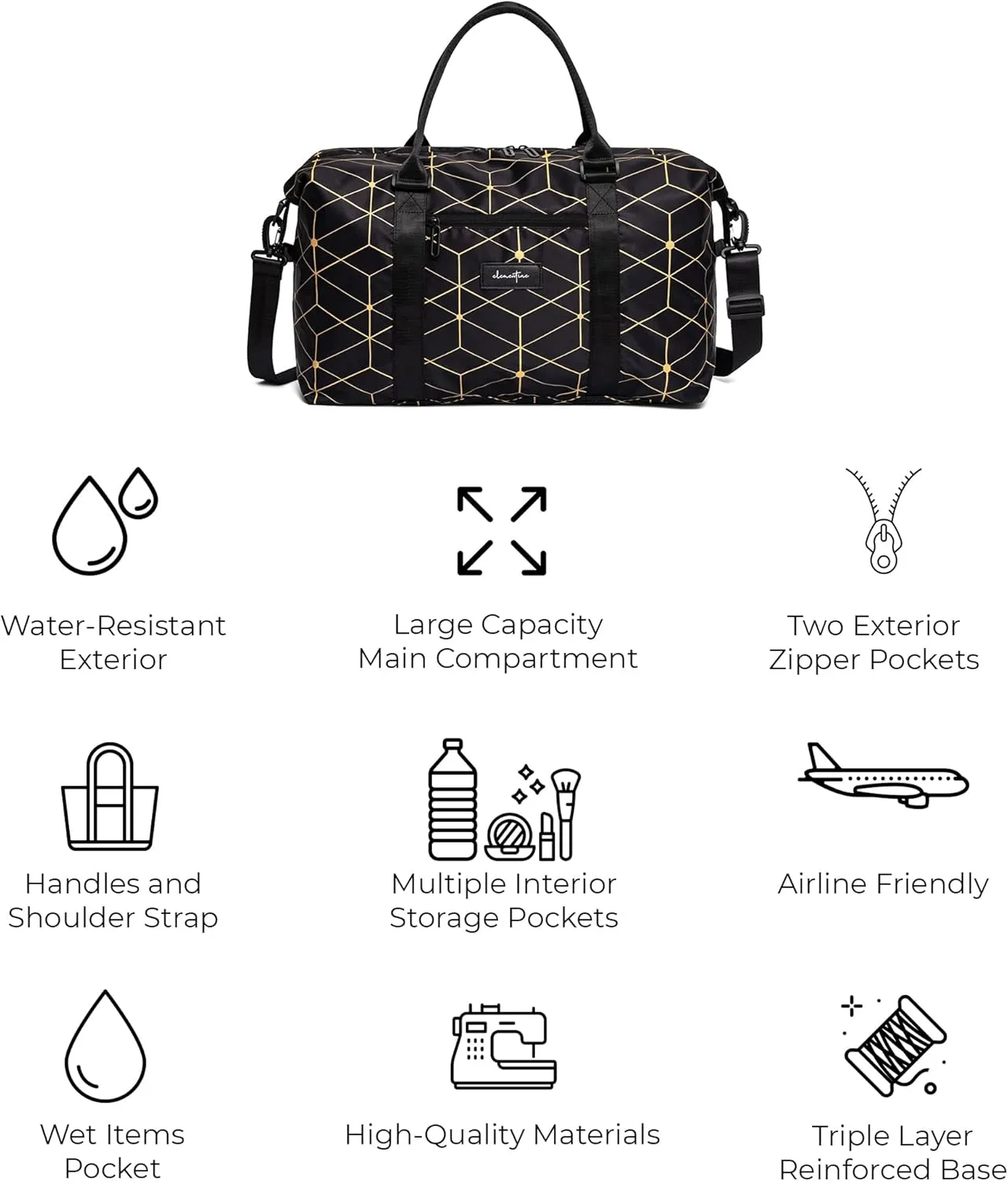 Clementine Tote Bag | Weekender and Overnight Bag for Women, Perfect for Travel and Gym