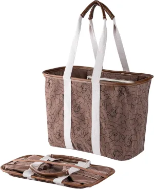 CleverMade Collapsible LUXE Tote - Peony 1 Pack 20L / 5 Gal - Reusable Utility Grocery Shopping Storage Bag Organizer with Handles Reinforced Bottom