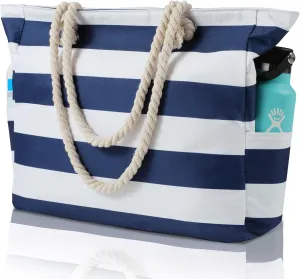 Clothirily Beach Bag for Women - Large Beach Tote Bag, Waterproof Sandproof Beach Bag with Zipper, Large Swim Pool Beach Tote