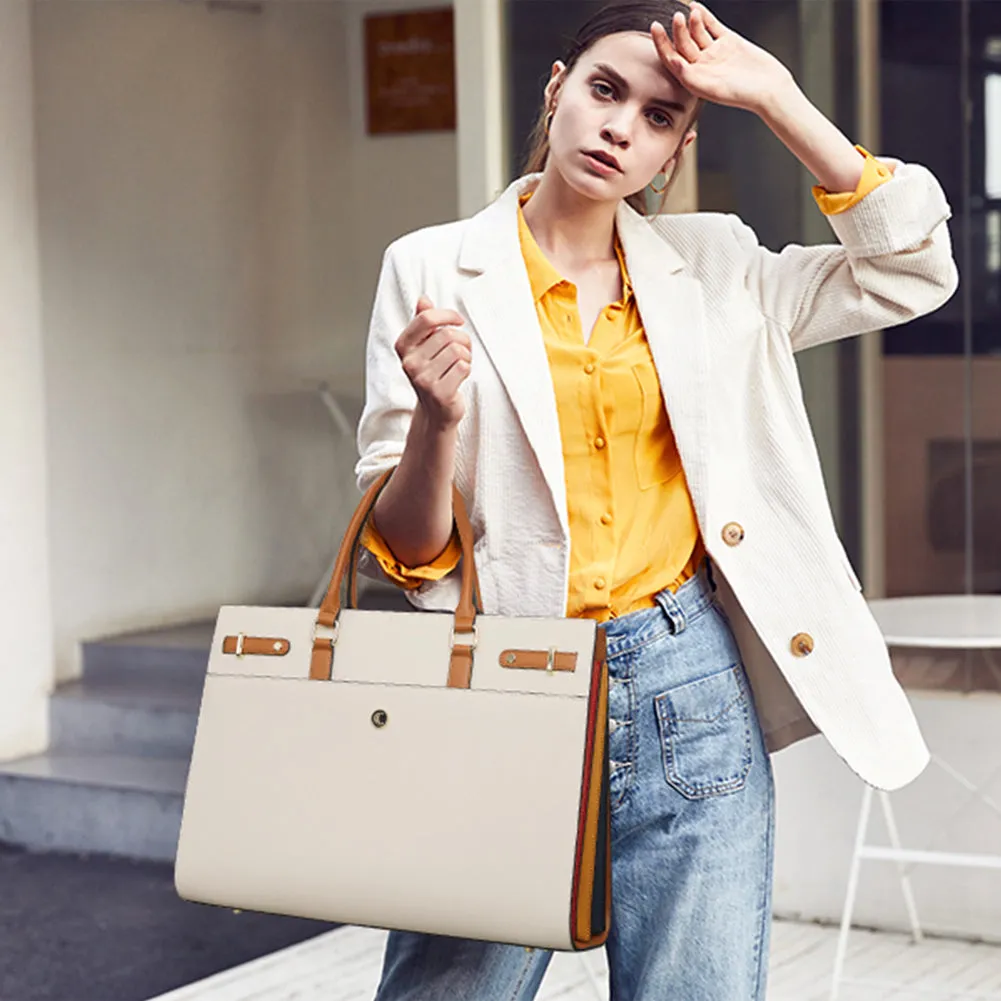 CLUCI Briefcase for Women Leather Laptop 15.6 Inch Business Ladies Work Computer Tote Bags