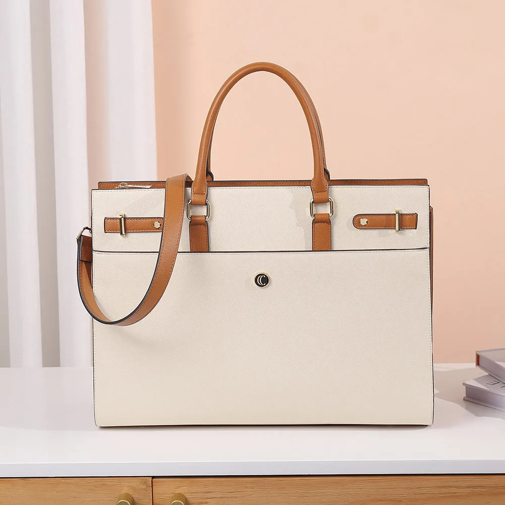 CLUCI Briefcase for Women Leather Laptop 15.6 Inch Business Ladies Work Computer Tote Bags