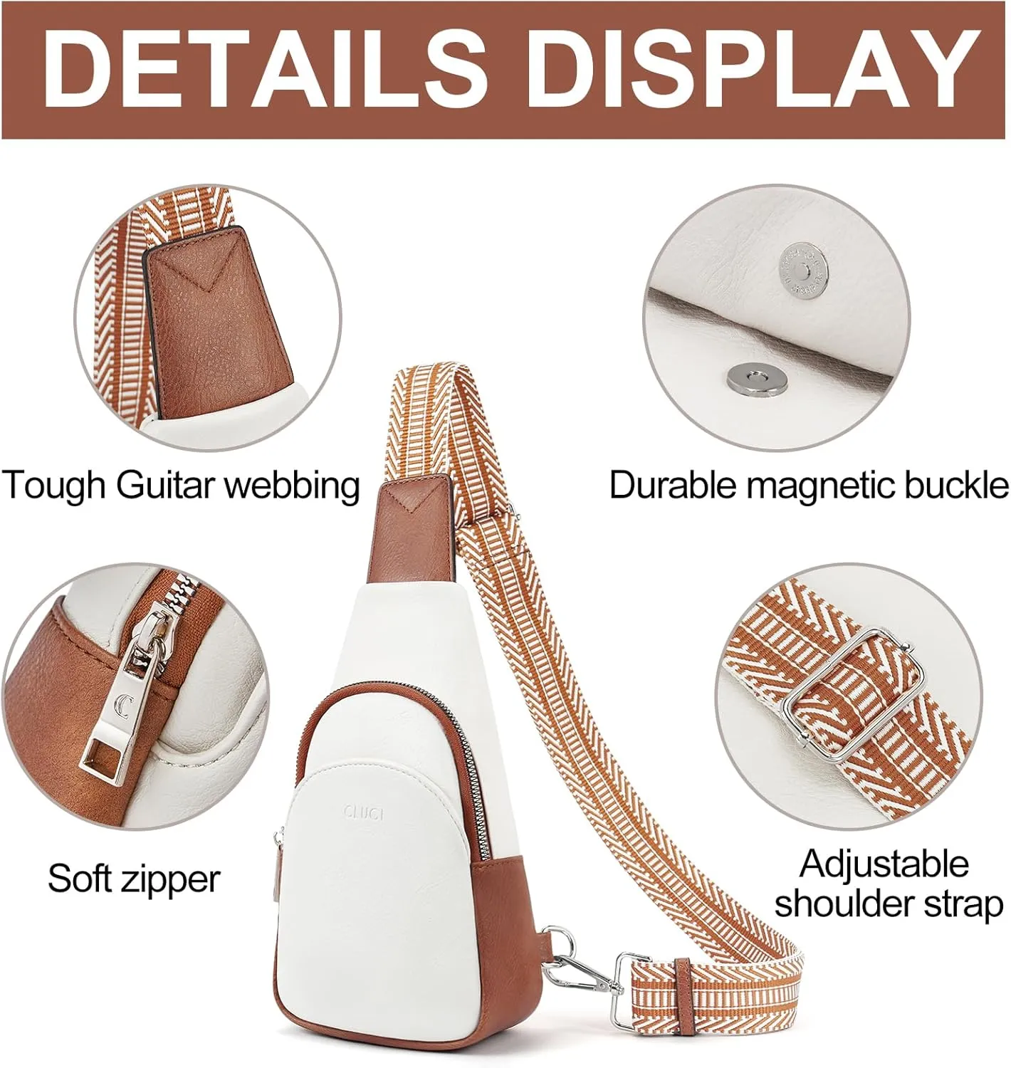 CLUCI Small Sling Bag for Women,Vegan Leather Crossbody Bags for Women,Fanny Packs with Guitar Strap