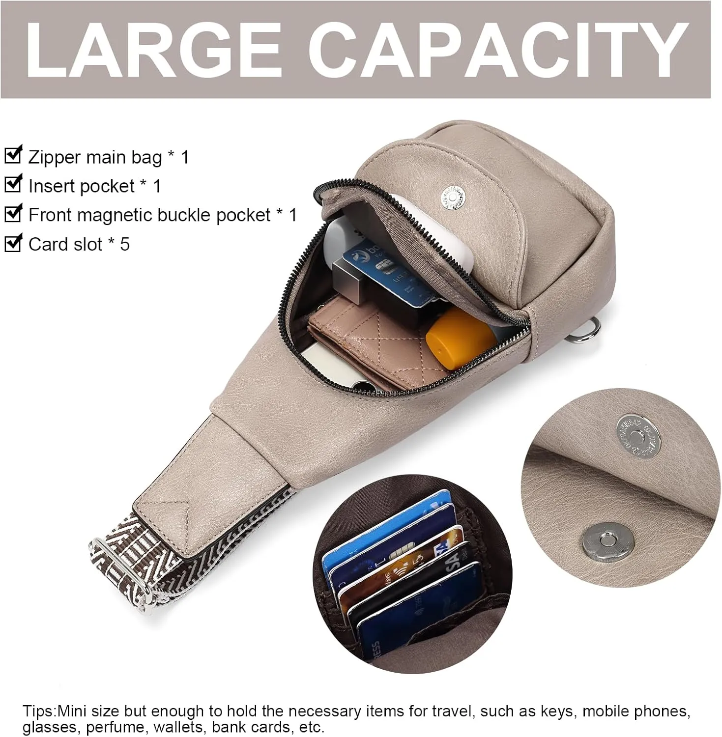 CLUCI Small Sling Bag for Women,Vegan Leather Crossbody Bags for Women,Fanny Packs with Guitar Strap