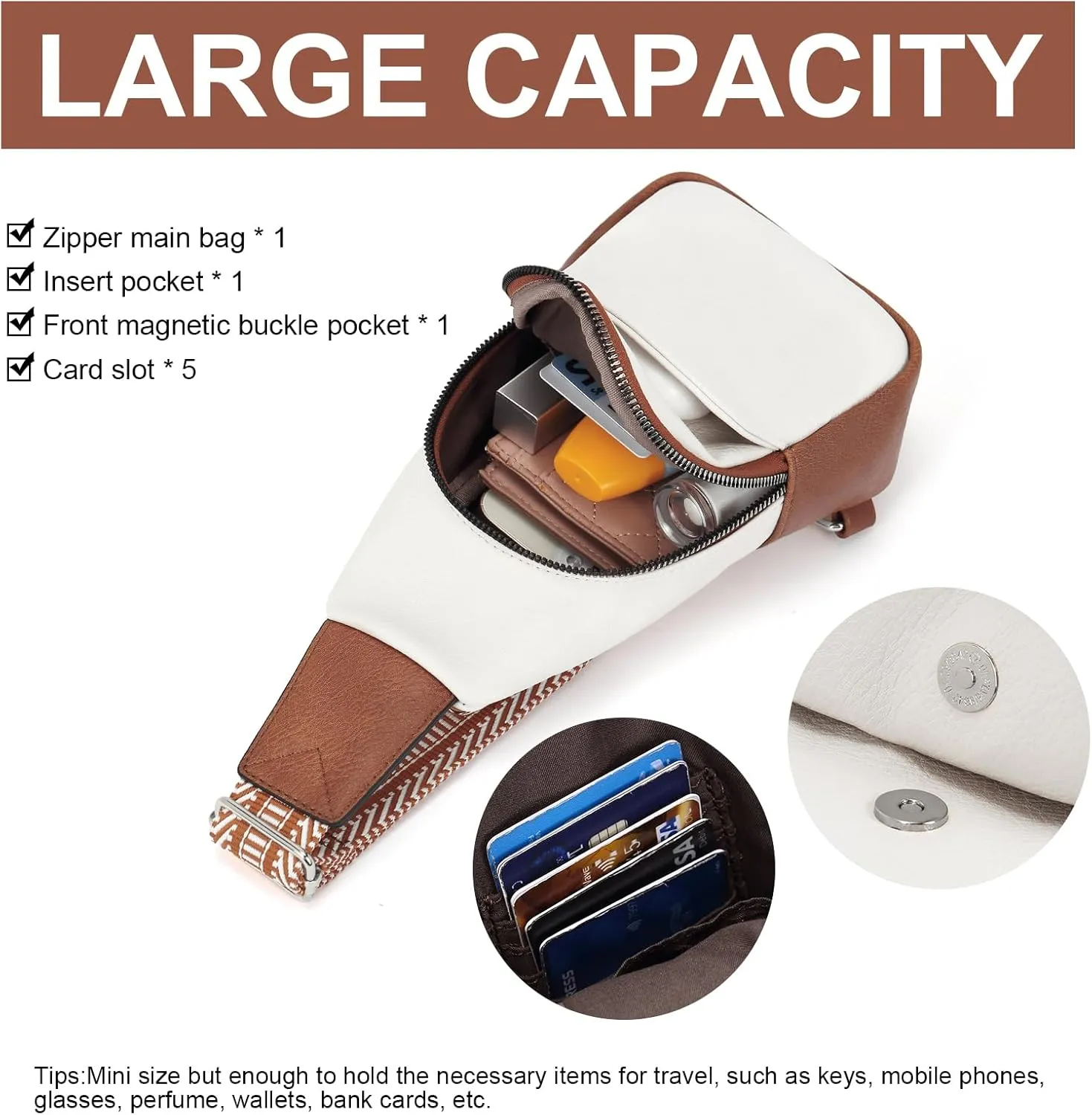CLUCI Small Sling Bag for Women,Vegan Leather Crossbody Bags for Women,Fanny Packs with Guitar Strap
