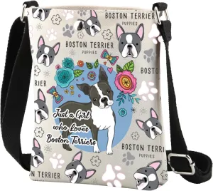 CMNIM Just a Girl Who Loves Boston Terriers Crossbody Bag Boston Terrier Gifts for Girls Dog Mom Boston Terrier Lover Gifts