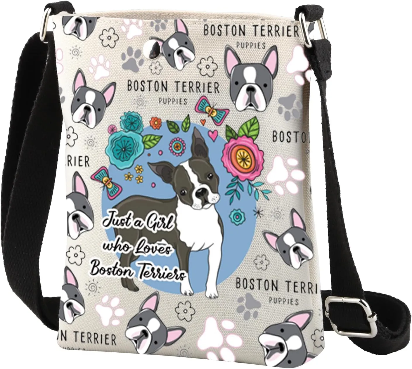 CMNIM Just a Girl Who Loves Boston Terriers Crossbody Bag Boston Terrier Gifts for Girls Dog Mom Boston Terrier Lover Gifts