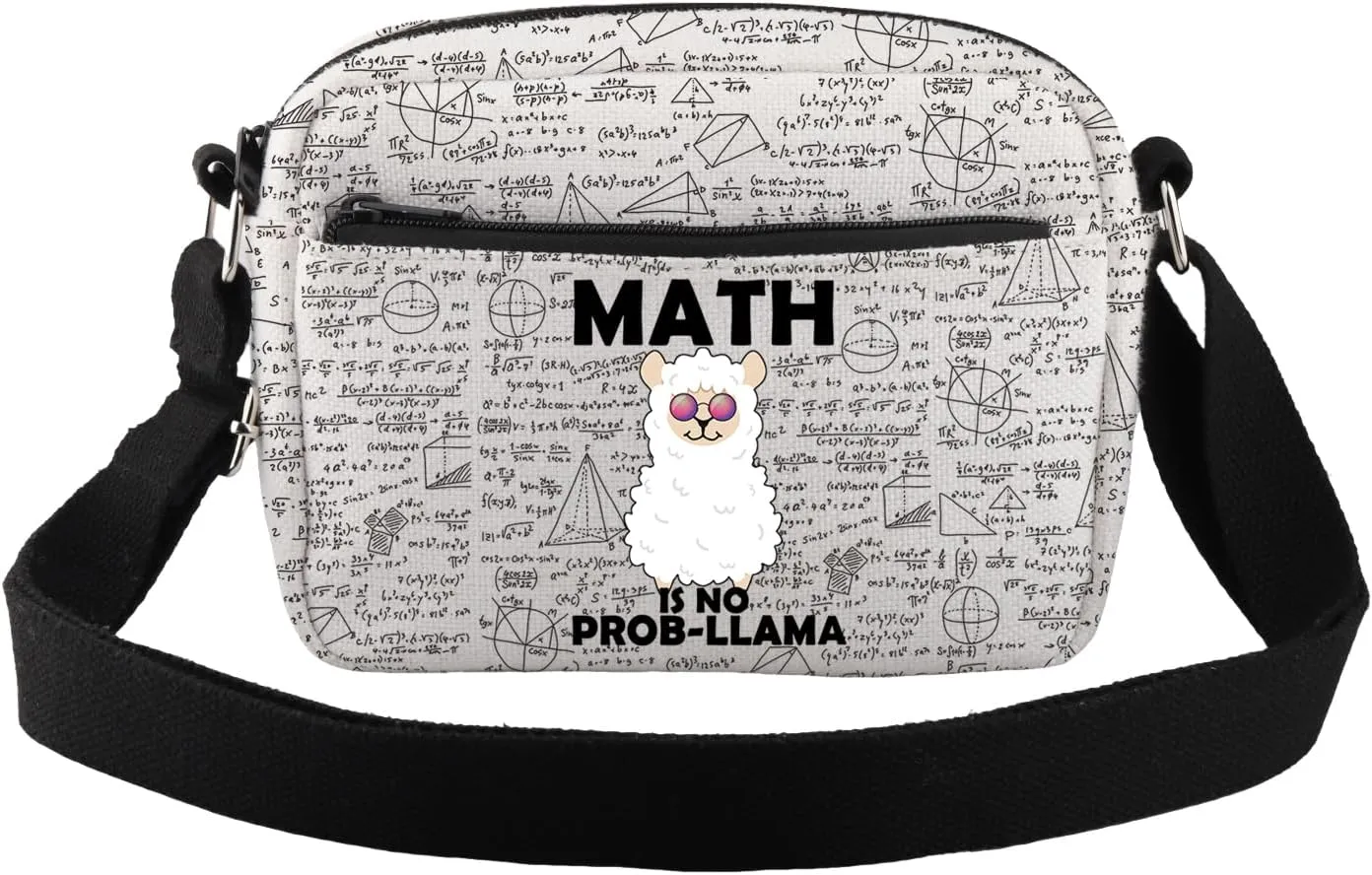 CMNIM Maths Llama Lover Gifts Llamas Maths Crossbody Bag Funny Llamas Maths Gifts for Maths Teacher Mathematics Shoulder Bag