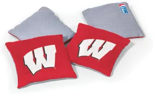 College Pro Football Wisconsin Badgers Dual-Sided Bean Bags by Wild Sports, 4 Pack - Premium Toss Bags for Cornhole Sets