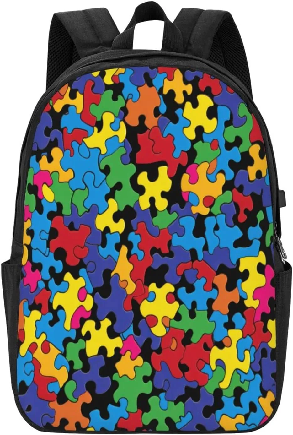 Colorful Autism Awareness Travel Laptop Backpack - Durable Business Laptops Backpack with USB Charging Port