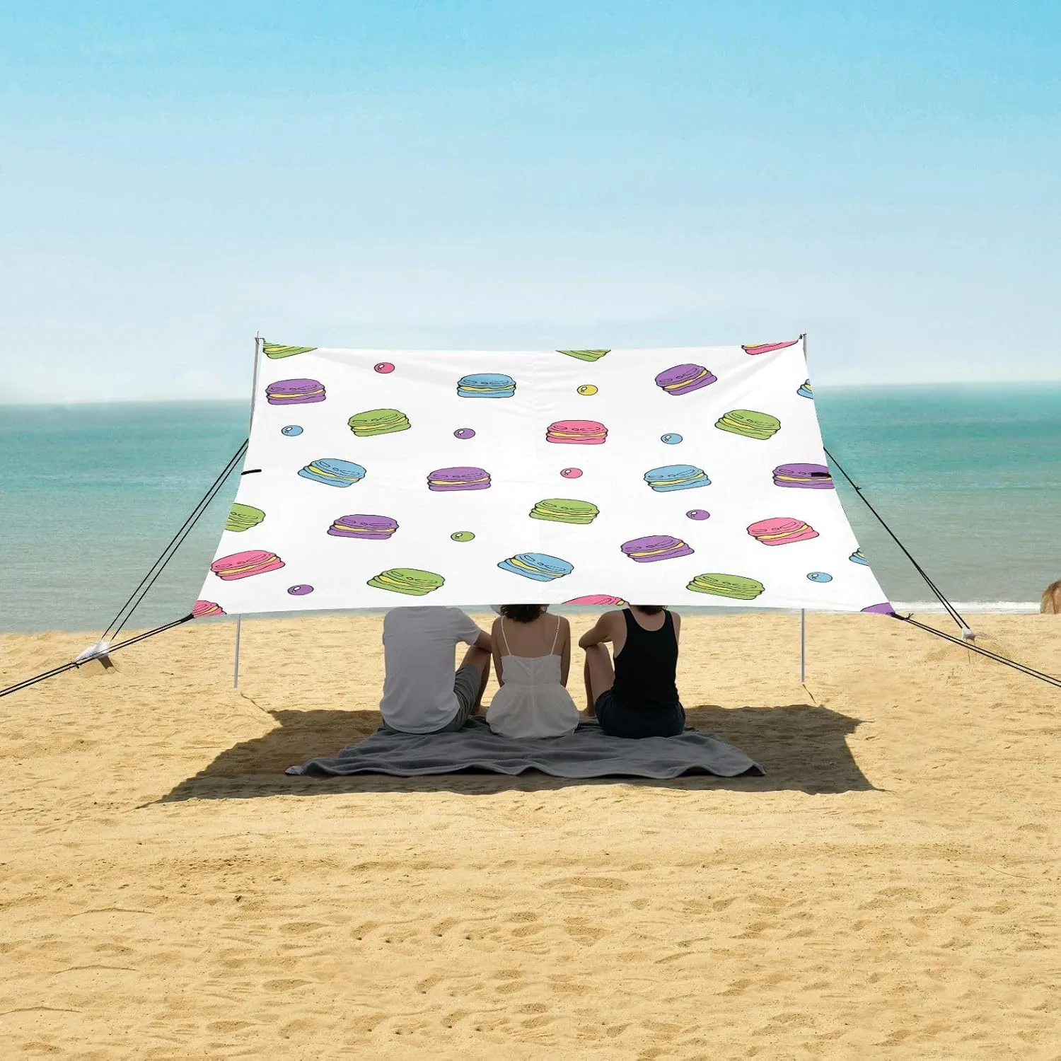 Colorful Cookies Beach Camping Tent Sun Shelter for Whole Family, Beach Shade Canopy with UPF50  UV Protection,Easy Set Up and Carry,Outdoor Shade for Trips, Fishing, Backyard Fun Picnics
