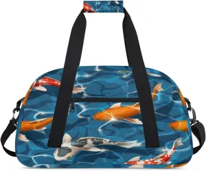 Colorful Fish Gym Duffel Bag for Men Women Underwater Fish Sports Tote Bag with Adjustable Shoulder Strap for Dance Gymnastics Traveling Outdoor Camping Overnight Stay