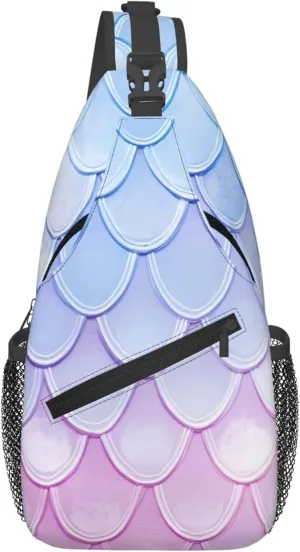 Colorful Mermaid Sling Bag for women and Men, Cute Fish Scale Crossbody Chest Bag Water Resistant, Lightweight Sling Purse for Travel Hiking Gym Everyday Use