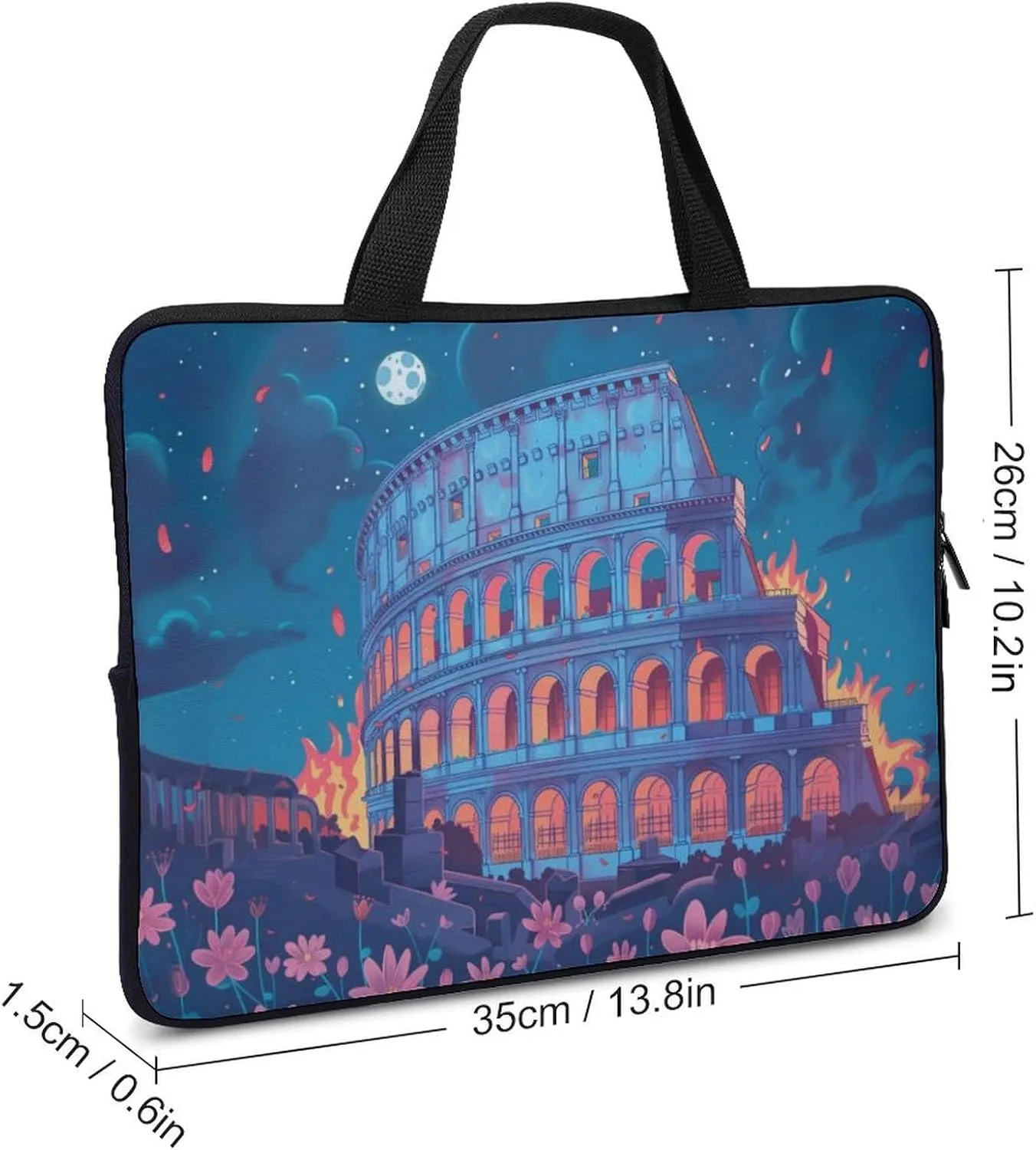 Colosseum Flame Flower Laptop Bag Laptop Case Computer Messenger Bag with Adjustable Shoulder Strap
