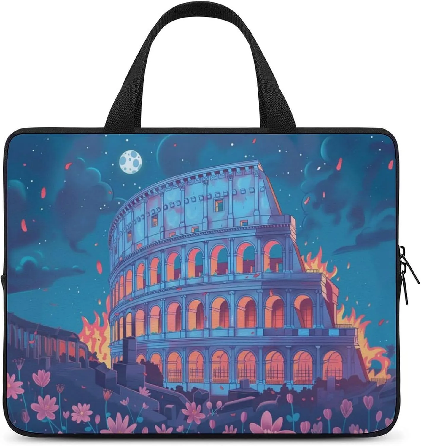 Colosseum Flame Flower Laptop Bag Laptop Case Computer Messenger Bag with Adjustable Shoulder Strap