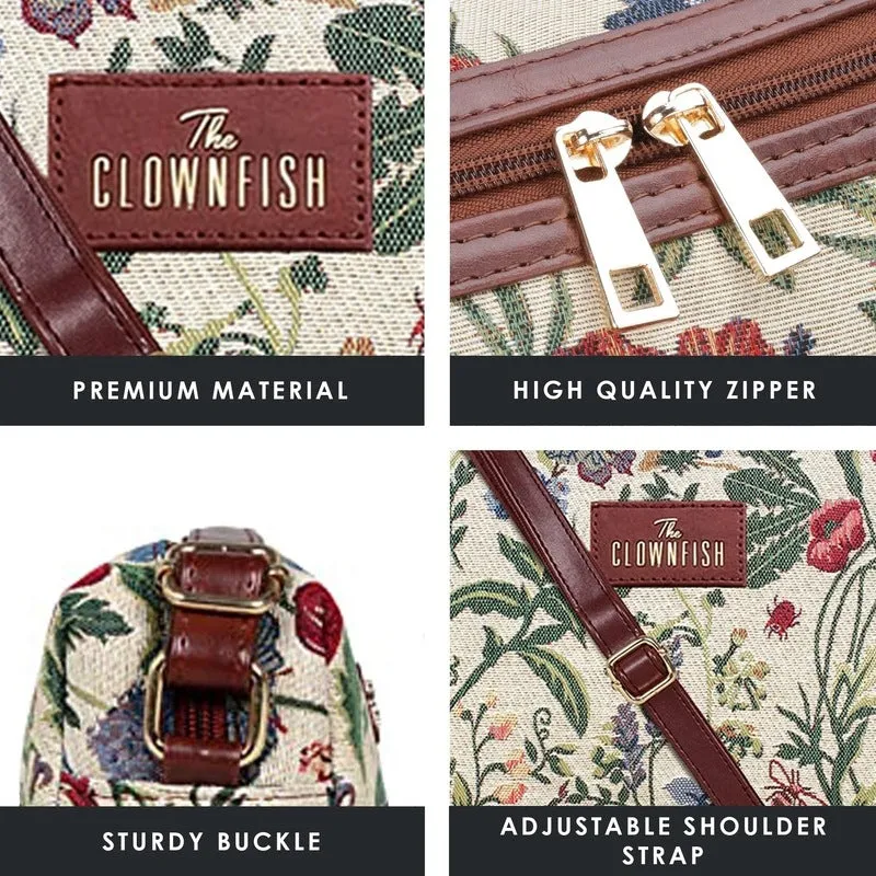 Combo: Adelina Sling & Justina Handbag - Durable Tapestry & Faux Leather | Adjustable Strap | 3 Pockets | Flax