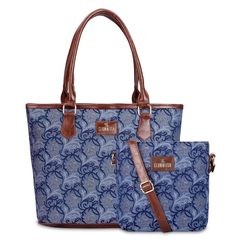 Combo: Adelina Sling & Justina Handbag - Versatile, Stylish | Premium Faux Leather & Tapestry | Casual Use | Blue-Floral