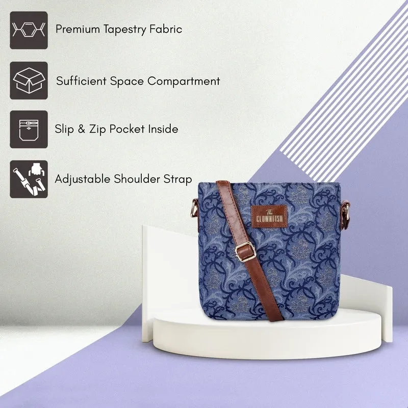 Combo: Adelina Sling & Justina Handbag - Versatile, Stylish | Premium Faux Leather & Tapestry | Casual Use | Blue-Floral